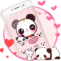 Pink Cute Panda Lovely Theme