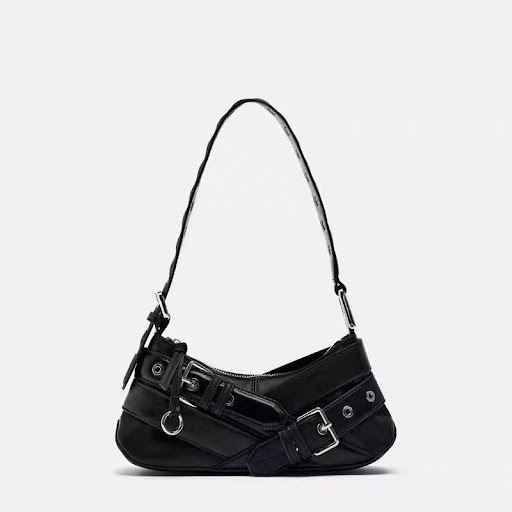 Title 5, Fashionable belt-decorated underarm handbag. A ...