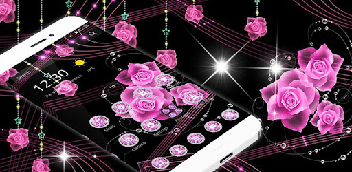 Tema Pink Rose Bunga Hitam Pendants Aplikasi Di Google Play