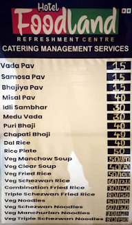 Hotel Foodland menu 1