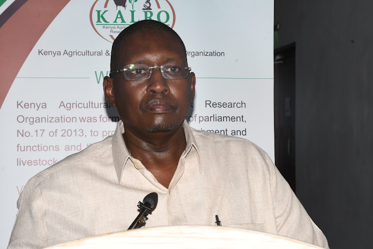 Kenya Agricultural and Livestock Research Organization [KALRO] director general Eliud Kireger during a media briefing on GMO update in the country.