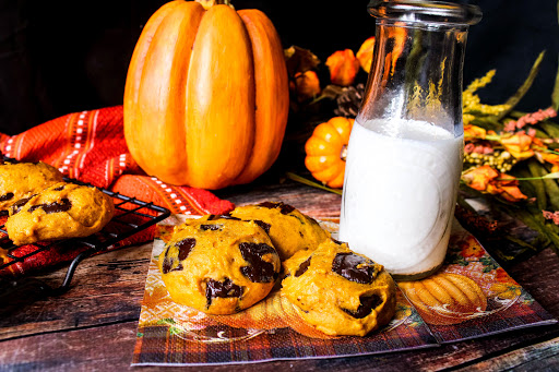 Pumpkin Chocolate Chunk Cookies ready to be enjoyed.