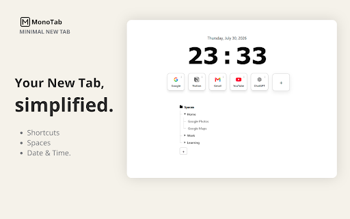 MonoTab – Minimal New Tab screenshot 1