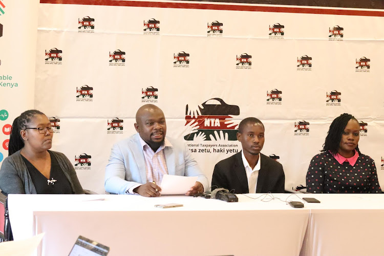 Anne Swakei, Thomas Lindi, John Thomi and Phoebe Ongadi during a media briefing in Nairobi on March 20, 2024