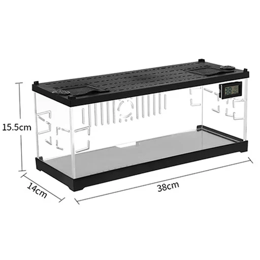 Reptile Acrylic Terrarium Tank Micro Habitat Terrarium Enclosure Amphibians Tank Cage With Thermohygrometer