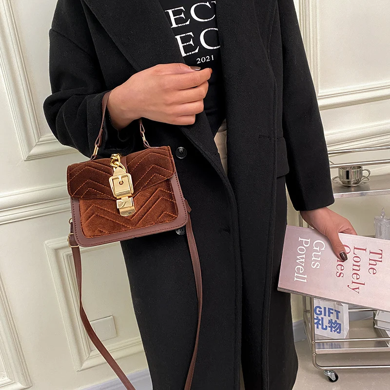 Velvet Texture One Shoulder Crossbody Fashion Bag, a stylish and versatile accessory. Perfect for adding a touch of eleg