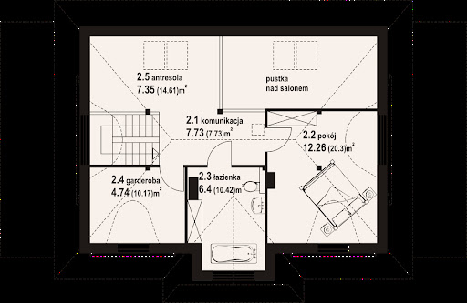 Chmielniki małe dw 21 - Rzut poddasza