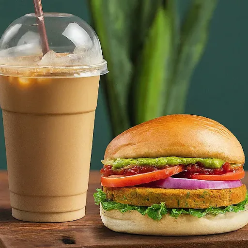 Veggie Burger With Cold Coffee