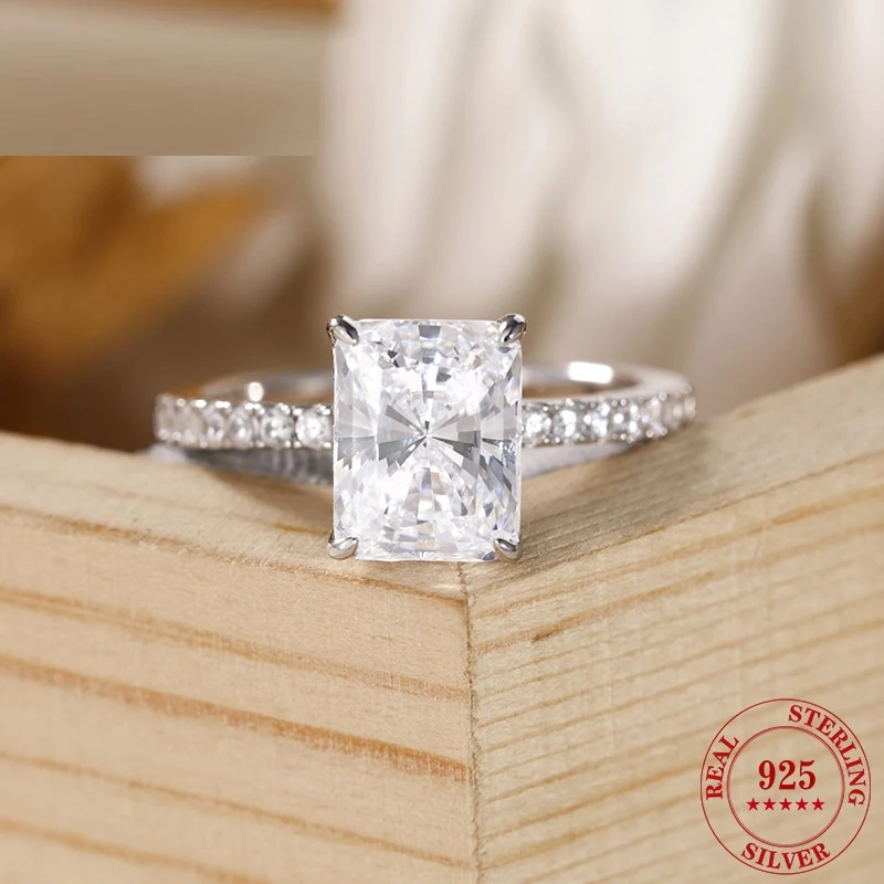 S925 Silver Inlay 7mm Zircon Jewelry Ring for Women, a rhinestone ring perfect for adding elegance and sparkle to any ou