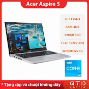 Laptop Acer Aspire 5 Core I3 - 1115G4/4Gb/128Gb/15.6"Fhd (1920 X 1080)/Iris Xe Graphics/Webcam/Windows 10 (Pure Silver)