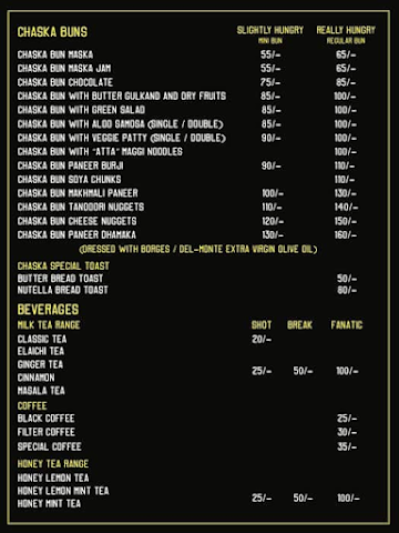 Chaska Bun menu 