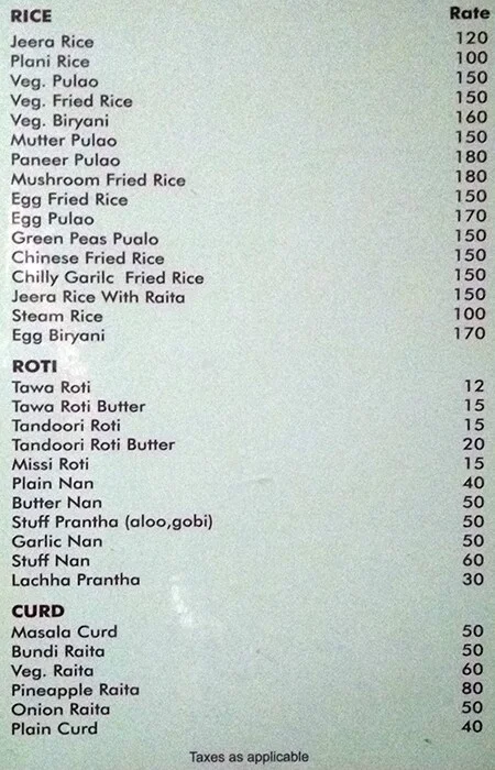 Hotel Rishi Restro Bar menu 