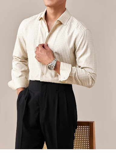 Title 2, Italian One-piece Collar White Shirt Mens Long...
