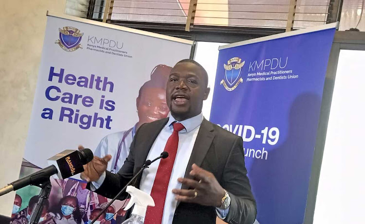 The Kenya Medical Practitioners, Pharmacists and Dentists’ Union SG Dr Davji Atellah during the release of the rapid assessment survey commissioned in Nairobi on December 16, 2021