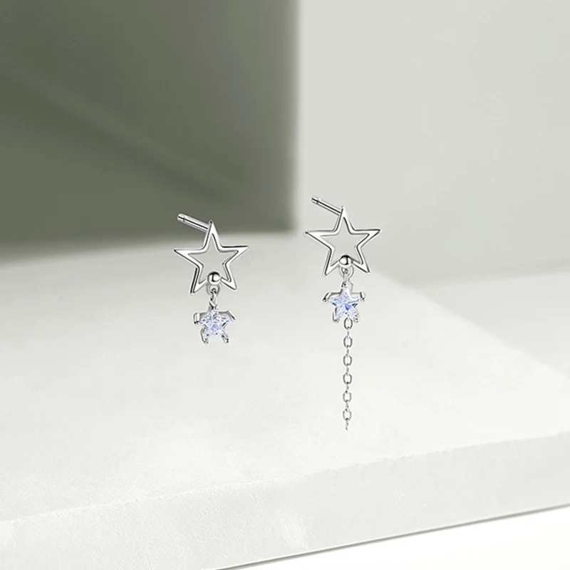 Women's Fashion Simple Sterling Silver Star Earrings. Elegant everyday earrings, perfect for adding a touch of sparkle t
