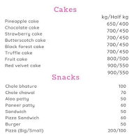 Cake Queen menu 1