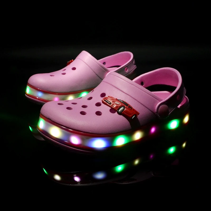Children's LED Light Up Hole Shoes Summer Kids' Sandals Breathable and Fun Light Up Footwear for Summer Adventures