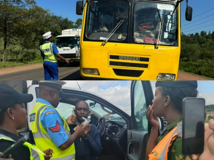 Police officers conduct road checks on motor vehicles and random drunk driving checks on drivers to enhance safety as learners start reporting to school for Second Term, May 12, 2024.