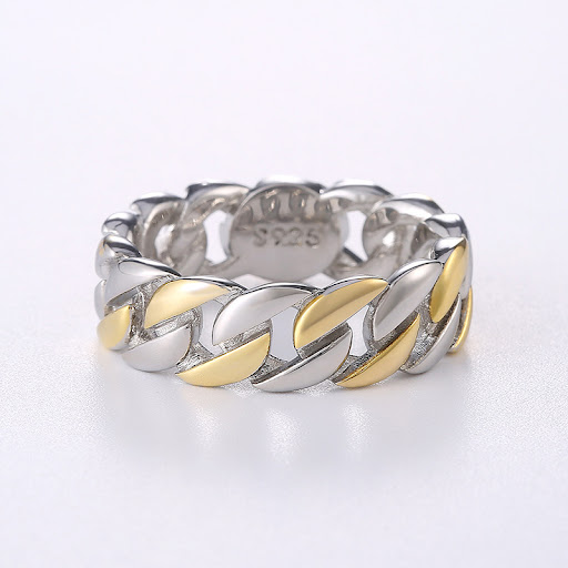 Title 4, Copper plated two-color chain ring, a stylish a...