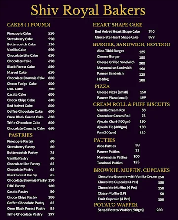 Shiv Royal Bakers menu 