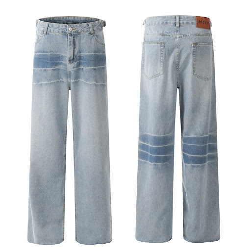 Title 8, Mens Gradient Denim Straight-leg Pants Stylish...