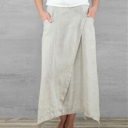 Title 6, New High-Waist Solid Color Cotton and Linen Ski...