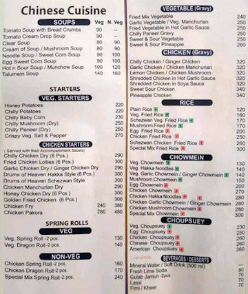 Flavour Of China menu 