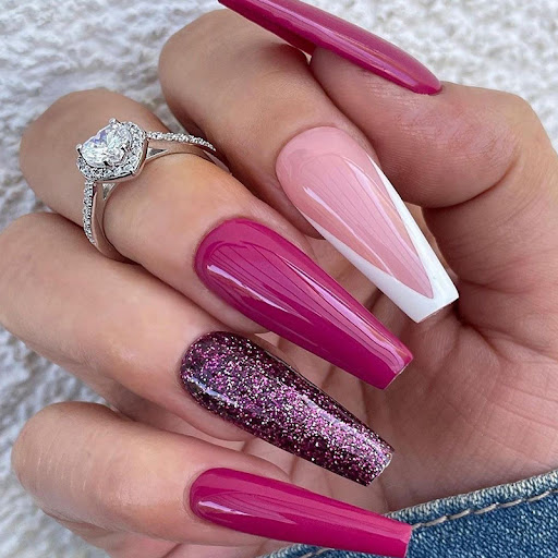 Title 1, Modni stikeri za nokte Plum French Glitter Fing...