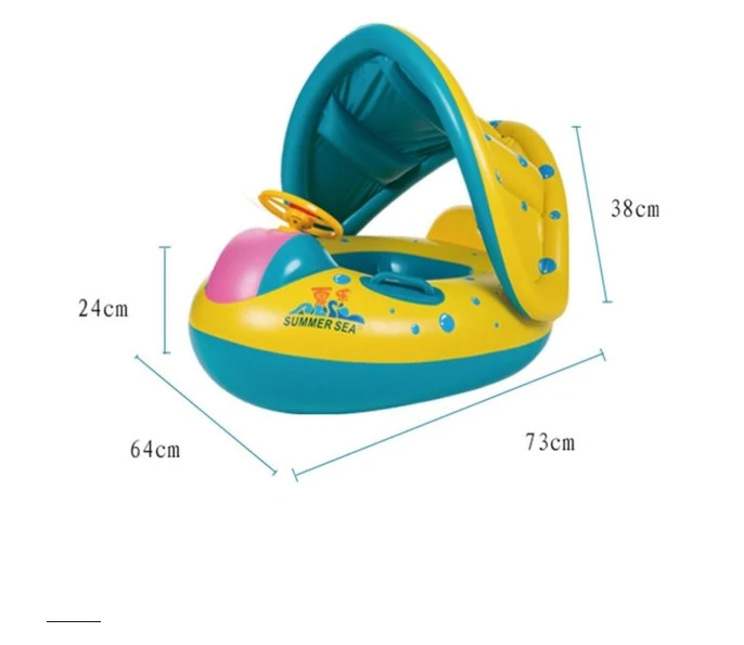 Baby zwemband met zonnescherm en verstelbare kap. Veilig en comfortabel waterplezier voor je kleintje tijdens de zomer.
