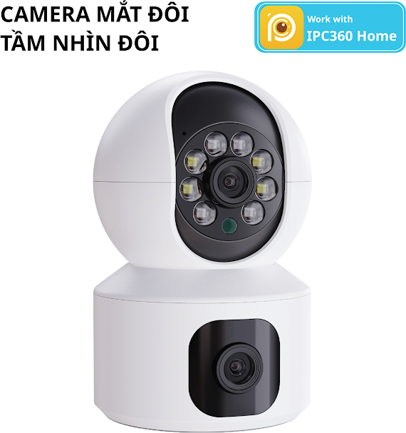 (Giao Hoả Tốc 2H) Camera Wifi Ipc360 Home Pc203, Ống Kính Kép, Màn Hình Đôi (Hàng Nhập Khẩu)