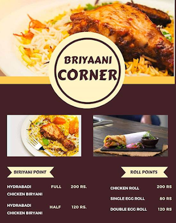 Briyaani Corner menu 