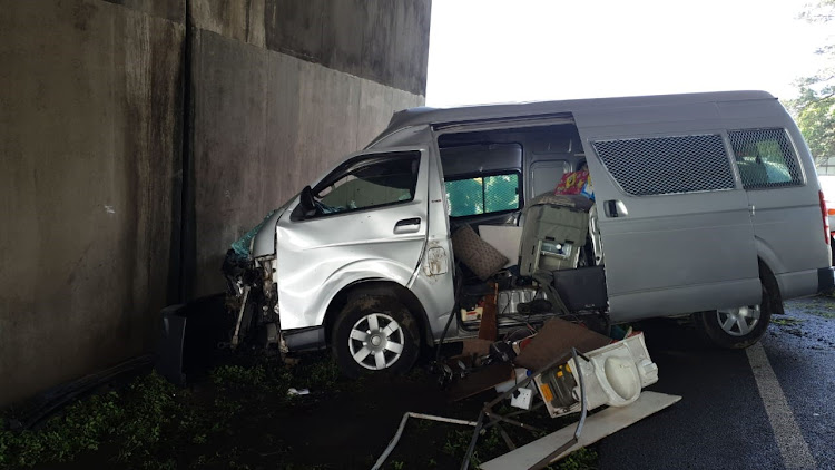 A man and his dog were killed after crashing into a bridge on the M13 highway west of Durban