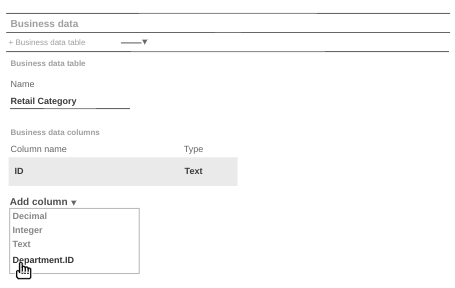 Create a business data table with multiple columns