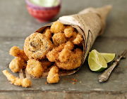 Spicy crumbed mushrooms with hot mayo.