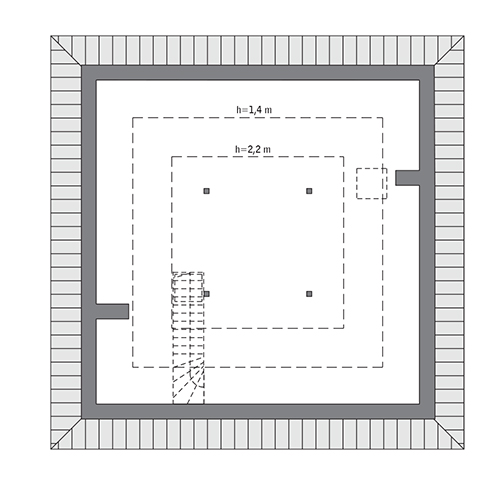 Czterolistna koniczyna - wariant XV - C444p - Rzut poddasza do indywidualnej adaptacji (36,8 m2 powierzchni użytkowej)