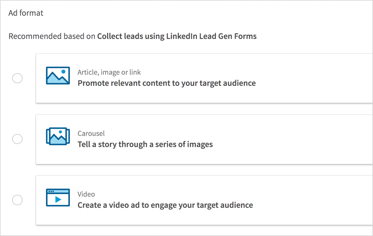 ad format linkedin lead gen forms