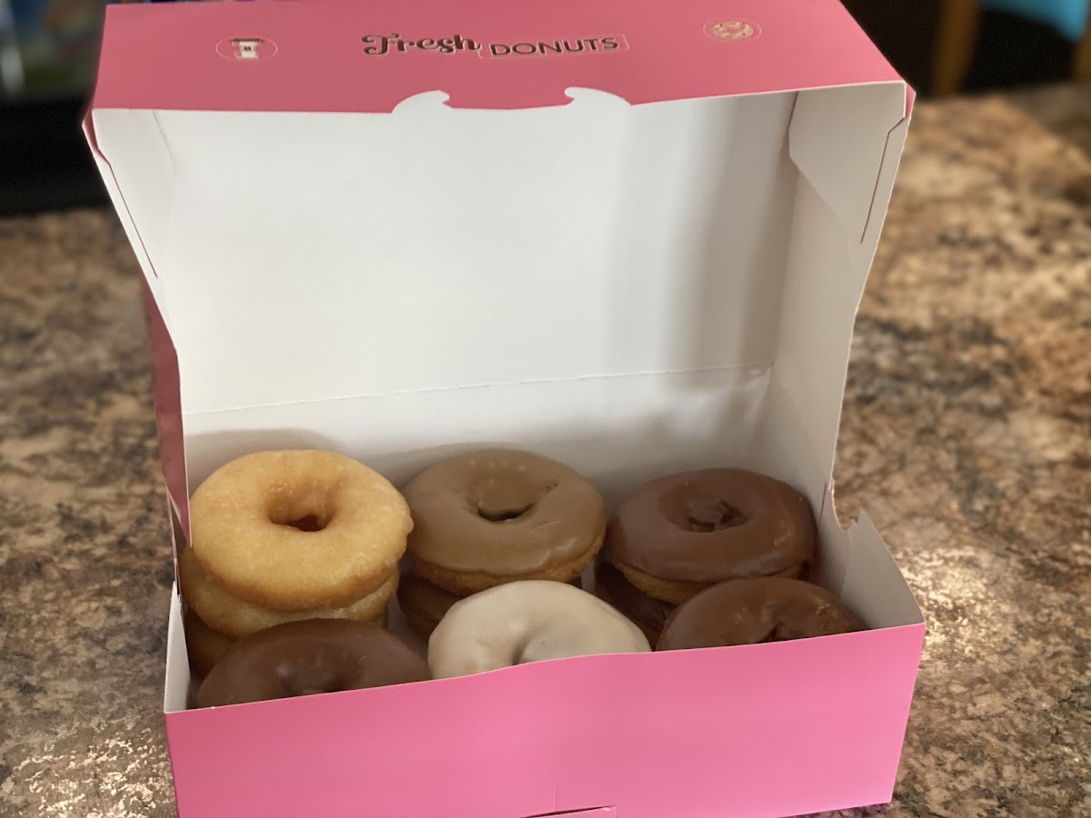 A dozen of their fresh GF donuts