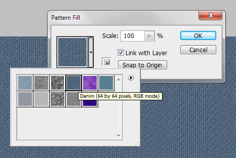 Ajustes da New Fill Layer > Pattern Ajustes da New Fill Layer > Pattern