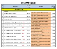 Five Star Chicken menu 1