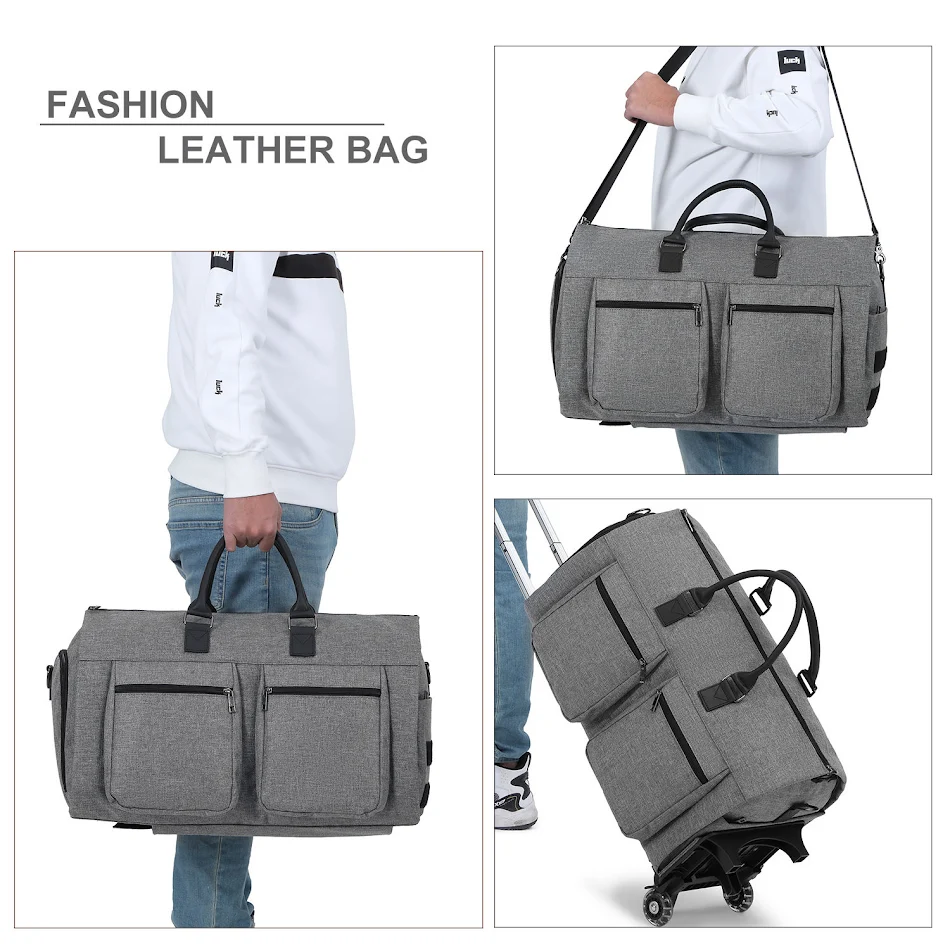Bolsa plegable de viaje con palanca manual y gran capacidad. Ideal para viajes. Ligera y espaciosa para llevar todo.