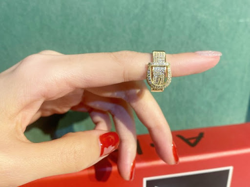 Title 3, Micro Set Zirconium Diamond Belt Buckle Ring St...