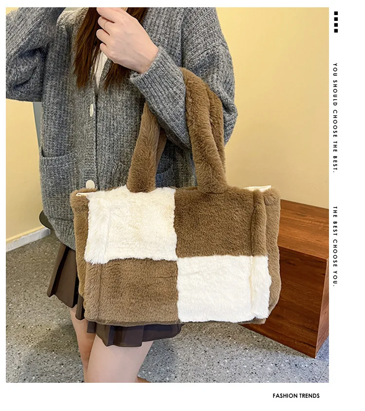Title 29, Bolsa feminina simples de lã de cordeiro, grand...