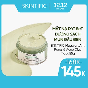 [Bạn Mới Nhập Coshbm - 50% Đơn 0Đ] Skintific Mugwort Anti Pores & Mặt Nạ Đất Sét Mụn 55G