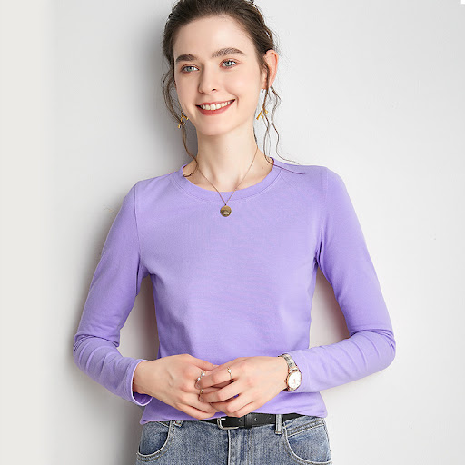 Title 6, Base Shirt Round Neck T-shirt Loose Solid Color...