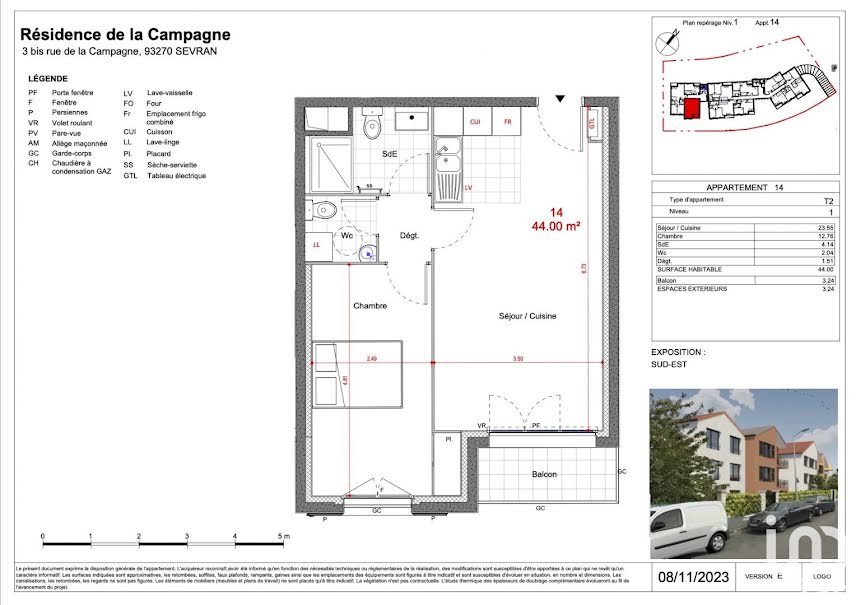 Vente appartement 2 pièces 44 m² à Sevran (93270), 246 000 €