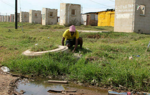 Amos Blaai shows the poor living conditions in Khayamnandi