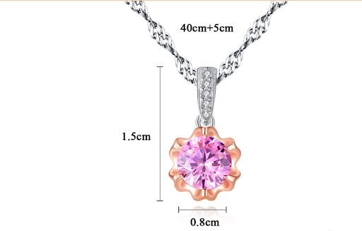 Title 5, Two-tone gold flower pendant ladies necklace, a...