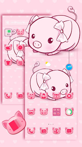 Cartoon Pink Kawaii Piggy  Theme