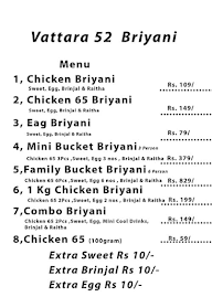 Vattara 52 Briyani menu 1