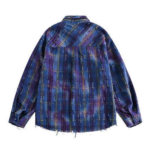 Title 20, Mens Tie-dye Gradient Plaid Shirt, High Street...